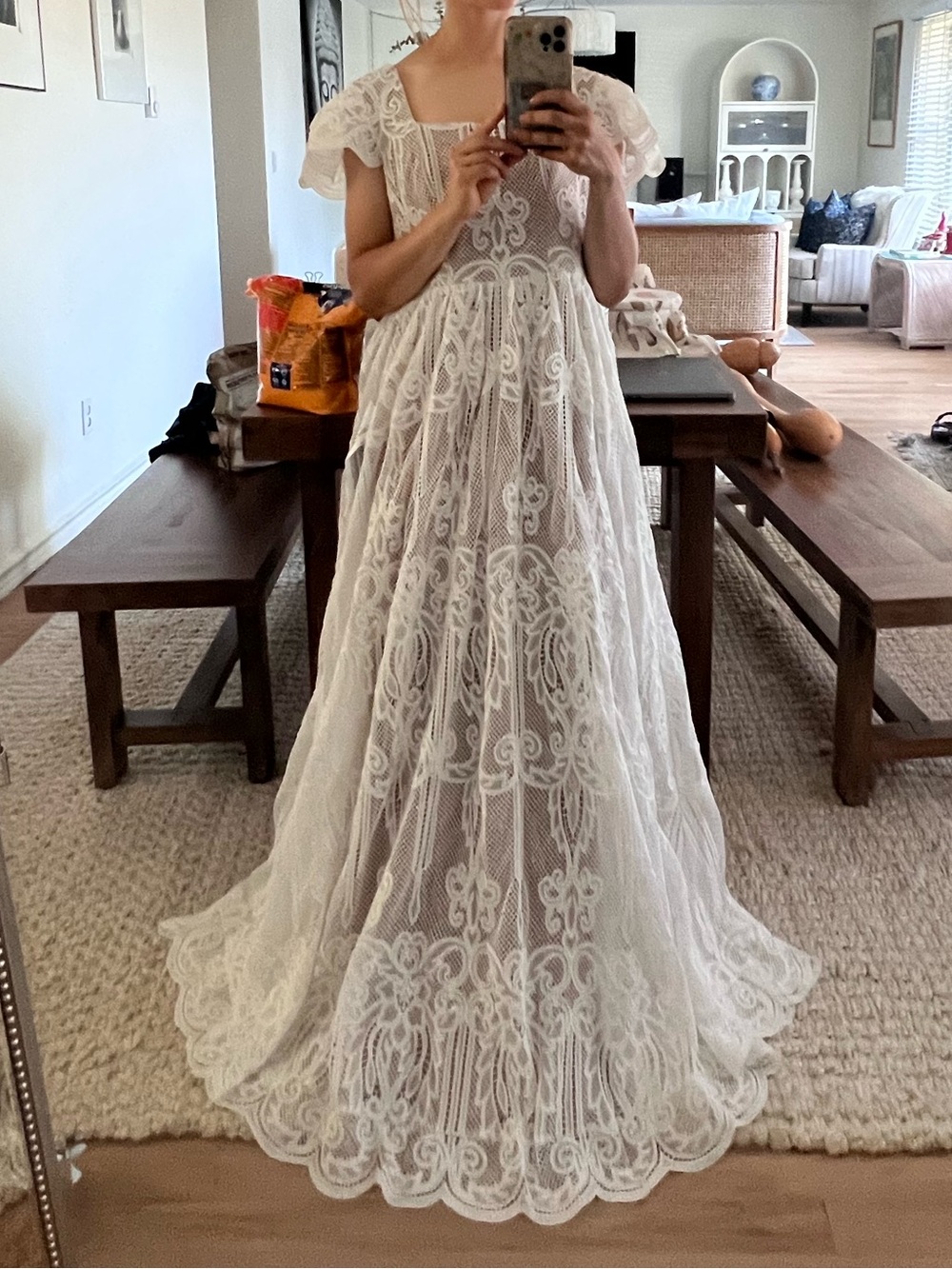 Dress the Population White Lace Bridal Maxi Dress